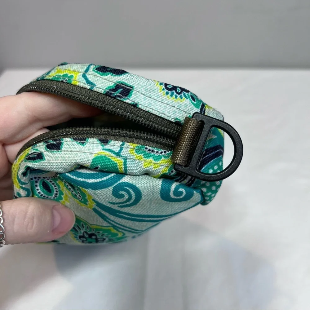 L.L. Bean blue teal green paisley, small cosmetics, toiletry zip top case
